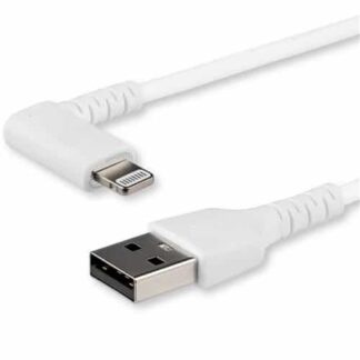 StarTech.com 1m USB A to Lightning Cable - Durable 90 Degree Right Angled White USB Type A to Lightning Connector Sync & Charger Cord w/Aramid Fiber Apple MFI Certified iPad iPhone 11
