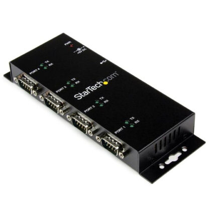 StarTech.com 4 Port USB to DB9 RS232 Serial Adapter Hub – Industrial DIN Rail and Wall Mountable