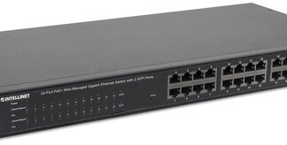 Intellinet 24-Port Gigabit Ethernet PoE+ Web-Managed Switch with 2 SFP Ports