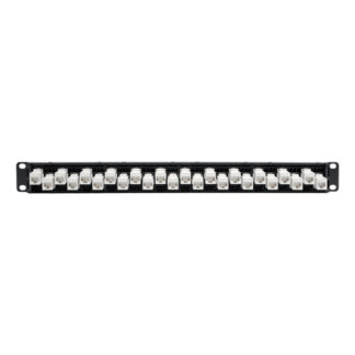 Tripp Lite N254-024-6A-OF 24-Port 1U Rack-Mount Cat6a/Cat6/Cat5e Offset Feed-Through Patch Panel with Cable Management Bar